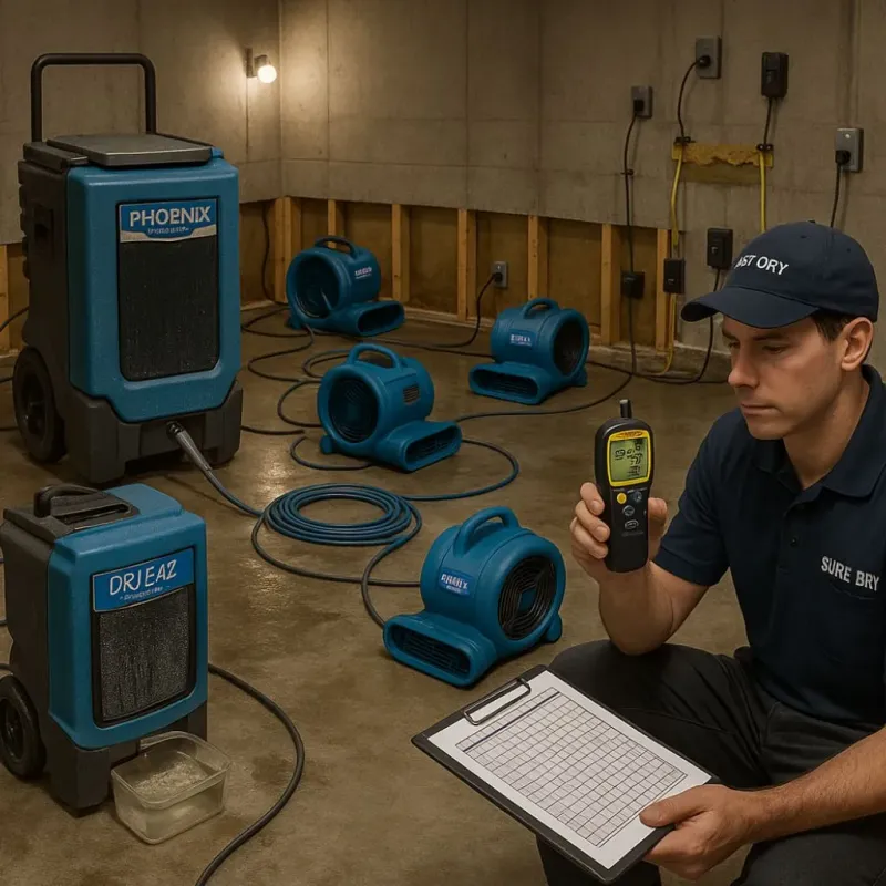 Structural Drying and Dehumidification process in Bowman, ND